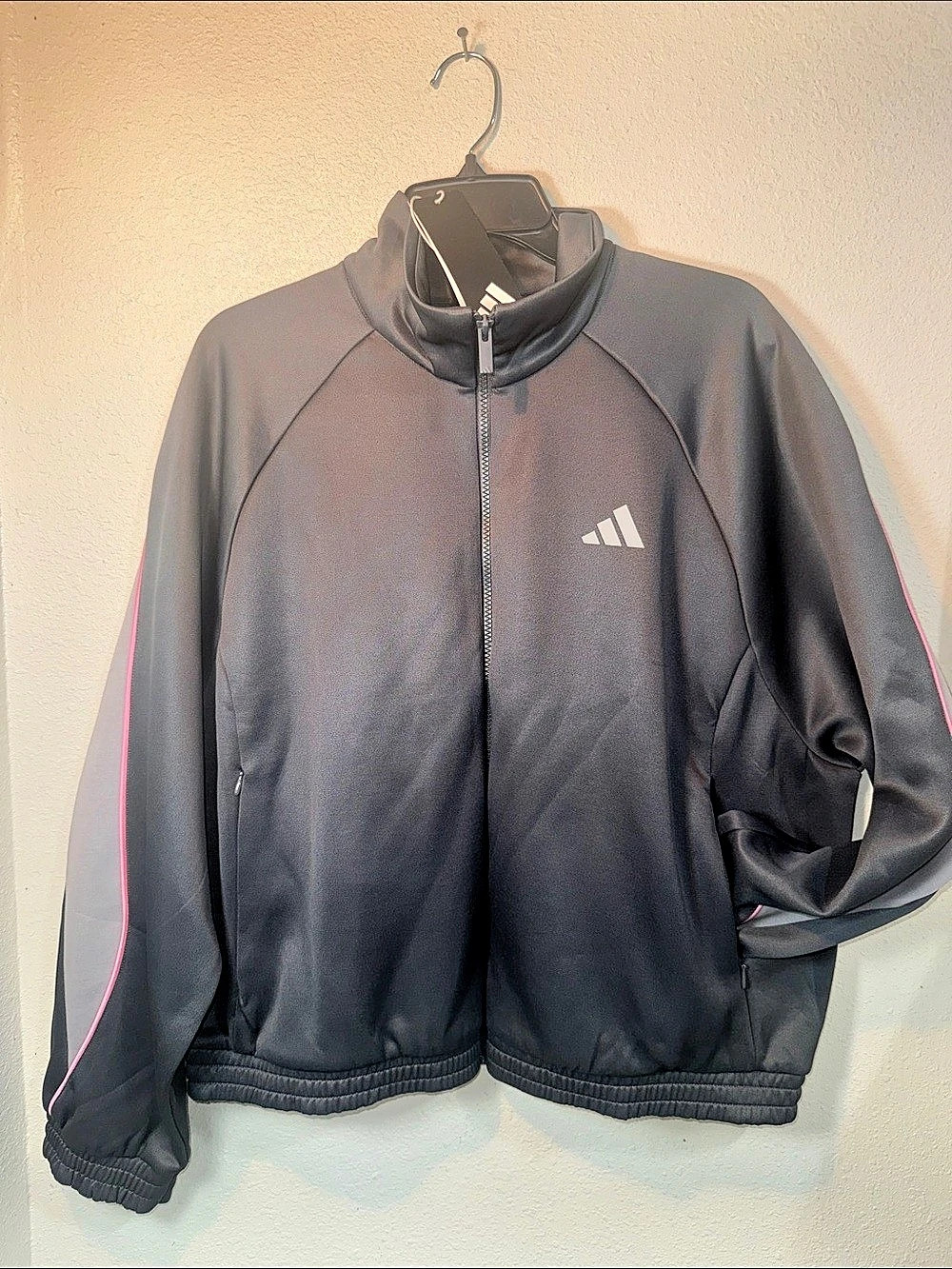 adidas Men's Color Block Track Jacket in Black & Pink